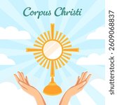 corpus christi illustration in flat style with hands