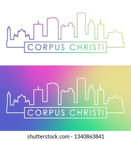 Corpus Christi skyline. Colorful linear style. Editable vector file.