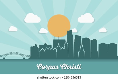 Corpus Christi skyline - United States of America - USA - Texas - vector illustration