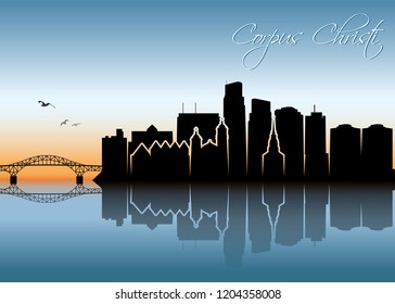 Corpus Christi skyline - United States of America - USA - Texas - vector illustration