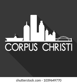 Corpus Christi Texas Flat Icon Skyline Silhouette Design City Vector Art Famous Buildings.