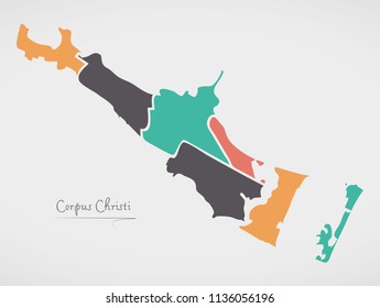 Corpus Christi Texas Map Neighborhoods Modern Stock Vector (Royalty ...