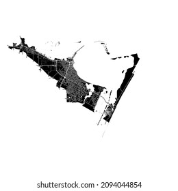 Corpus Christi, Texas, United States, high resolution vector map with city boundaries, and editable paths. The city map was drawn with white areas and lines for main roads, side roads and watercourses