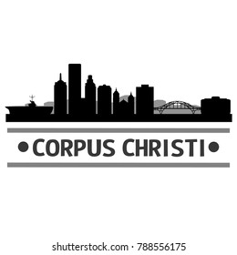 Corpus Christi Texas USA Skyline Silhouette Stamp City Design Vector Art Template