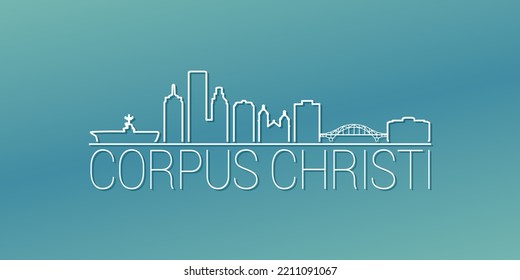 Corpus Christi, TX, USA Skyline Linear Design. Flat City Illustration Minimal Clip Art. Background Gradient Travel Vector Icon.