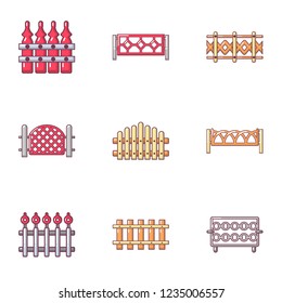 Corral icons set. Cartoon set of 9 corral vector icons for web isolated on white background