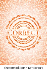Correct abstract orange mosaic emblem