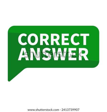 Correct Answer Green Rectangle Shape For Information Correct And Fact Announcement

