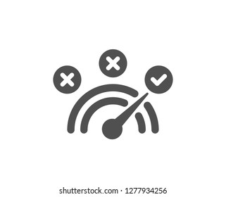 Correct answer icon. Speedometer concept sign. Check symbol. Quality design element. Classic style icon. Vector