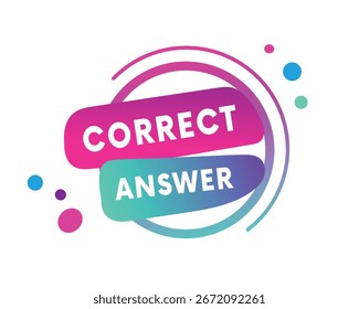 Resposta correta, símbolo design banner plano. Modelo colorido eps vetor.