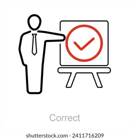 Correct and approve icon concept