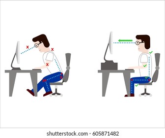 Correct Back Position Vector Illustration Right Stock Vector (Royalty ...