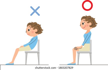 Correct Bad Posture Sit On Chair Stock Vector (Royalty Free) 1803207829 ...