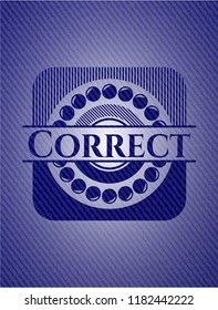 Correct badge with jean texture