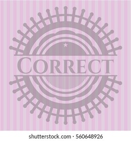 Correct badge with pink background