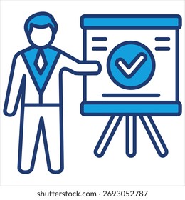 Ilustración vectorial correcta del icono azul