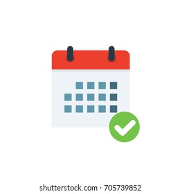 correct check mark on the calendar vector illustration icon