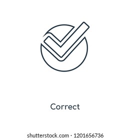 Correct concept line icon. Linear Correct concept outline symbol design. This simple element illustration can be used for web and mobile UI/UX.