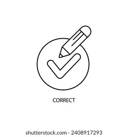 correct concept line icon. Simple element illustration. correct concept outline symbol design.