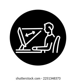 Correct distance to screen сolor line icon. Pictogram for web page.
