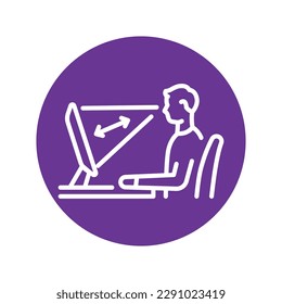 Correct distance to screen сolor line icon. Pictogram for web page.