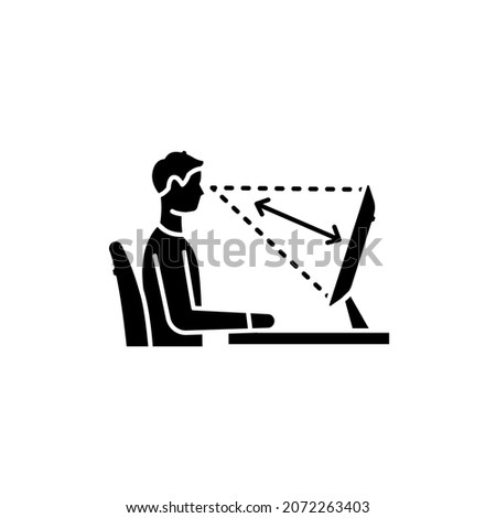 Correct distance to screen сolor line icon. Pictogram for web page, mobile app, promo. UI UX GUI design element. Editable stroke.