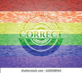 Correct emblem on mosaic background with the colors of the LGBT flag