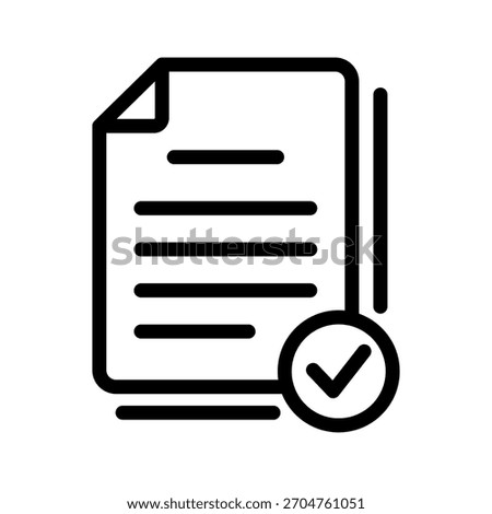 Correct files line vector icon. Multiple verified documents, approved contracts, or successful data sets. Check mark symbol on stacked digital papers for confirmation interface.