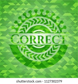 Correct green emblem. Mosaic background