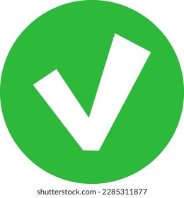 Korrektes grünes Symbol - Amazing, Vektorrundsymbol, geeignet für Spieleressourcen, Animation, App, Zeichen, Aufkleber, Kinderbuch, akzeptierte oder genehmigte Schaltfläche und Illustration im Allgemeinen - Vektorsymbol