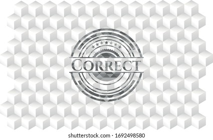 Korrektes graues Abzeichen mit geometrisch-weißem Hintergrund