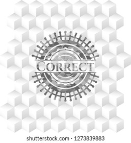 Correct grey emblem with cube white background