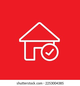 Correct house line icon. Graphic resource template, vector illustration.