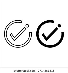 Ícone correto, Marca de seleção, símbolo Sim, ícone Aprovado, para interface do usuário.