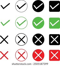 Icono correcto: una Ilustración vectorial de símbolo de marca de verificación verde nítida y clara,

Wrong Icon - Una Ilustración vectorial de símbolo de marca de cruz roja aguda y audaz