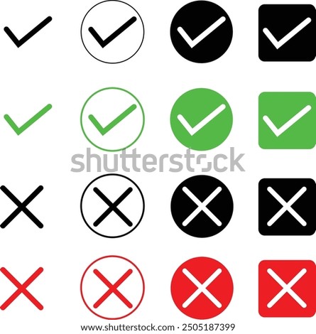 Correct Icon – A crisp and clear green checkmark symbol vector illustration,

Wrong Icon – A sharp and bold red cross mark symbol vector illustration