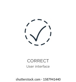 Correct icon vector. Trendy flat correct icon from user interface collection isolated on white background. Vector illustration can be used for web and mobile graphic design, logo, eps10