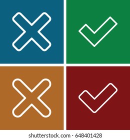 Correct icons set. set of 4 correct outline icons such as tick