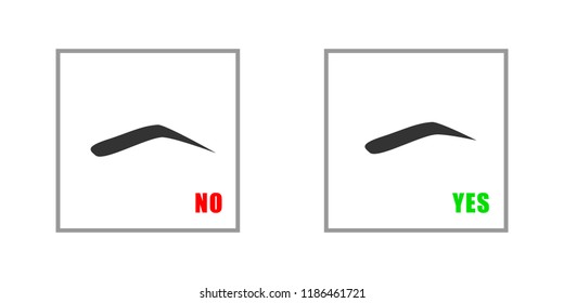 Correct and incorrect eyebrow design in square brackets