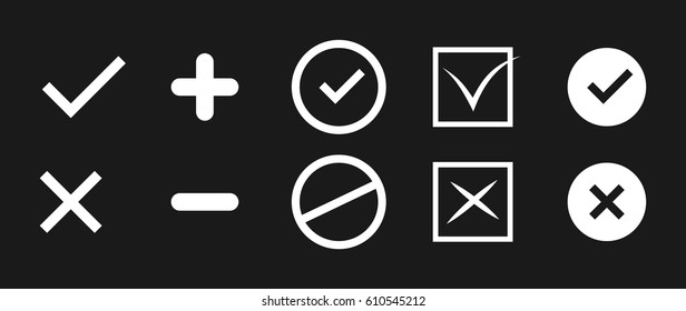 Correct and incorrect icons. True and false signs. Vector