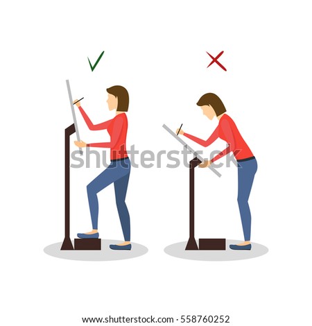 Correct or Incorrect Positions for Artist Painter Work Health Care Concept. Flat Design Style. Vector illustration
