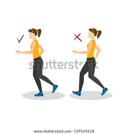 Correct or Incorrect Positions for Running Health Care Concept. Flat Design Style. Vector illustration
