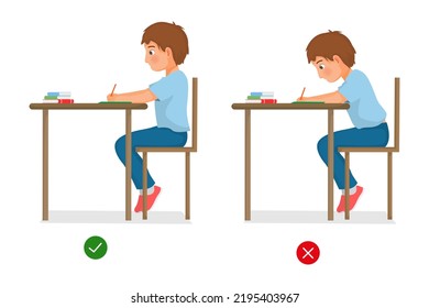 Correct position posture when working Royalty Free Vector