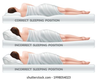 Correct Incorrect Sleeping Poses Right Wrong Stock Vector (Royalty Free ...