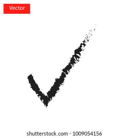Correct mark icon vector.Dust brush hand written.