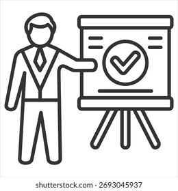 Ilustración vectorial de icono de contorno correcta
