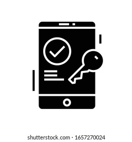 Korrigieren Sie Passwort schwarz Symbol, Concept Illustration, Vektorillustration flach Symbol, Glyph-Zeichen.
