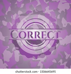 Correct pink on camo pattern. Vector Illustration. Detailed.