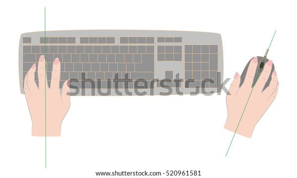 Correct Position Hands Work On Keyboard Stock Vector (Royalty Free ...