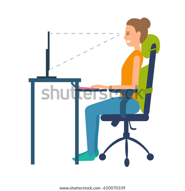 テーブルの位置を正しくします 腰と首の下に人間工学に基づく整形外科用枕 健康な背中の正しい姿勢 後ろ向きにサポート 白い背景にベクターイラストセット のベクター画像素材 ロイヤリティフリー